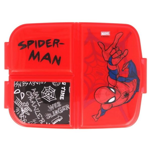Spiderman röd matlåda med 3 fack BPA fri Marvel