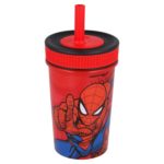 Spiderman mugg med silikonsugrör 370ml Marvel