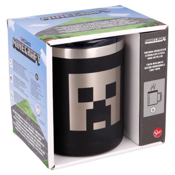 Creeper svart termosmugg av rostfritt stål 380ml Minecraft