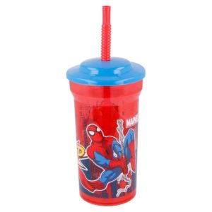 Spiderman mugg med sugrör 460ml Marvel