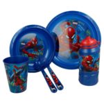 Spiderman Graffiti 6-set skål, tallrik, bestick, mugg och flaska Marvel