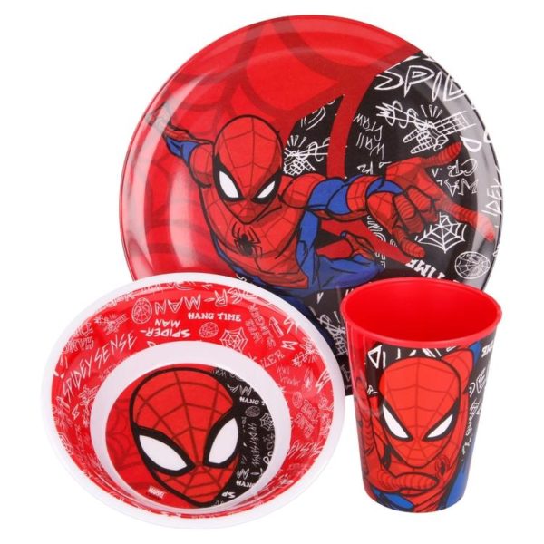 Spiderman 3-set skål, tallrik och mugg av melamin Marvel