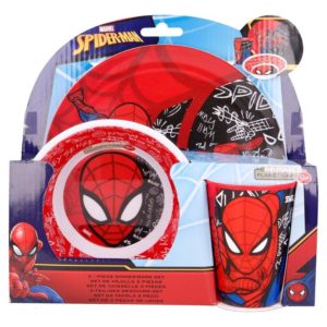 Spiderman 3-set skål, tallrik och mugg av melamin Marvel