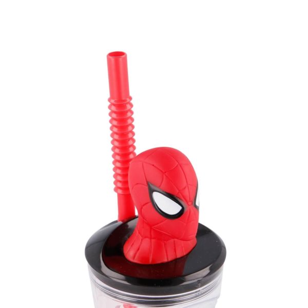 Spiderman Mugg med Sugrör och 3D-figur 360ml Marvel