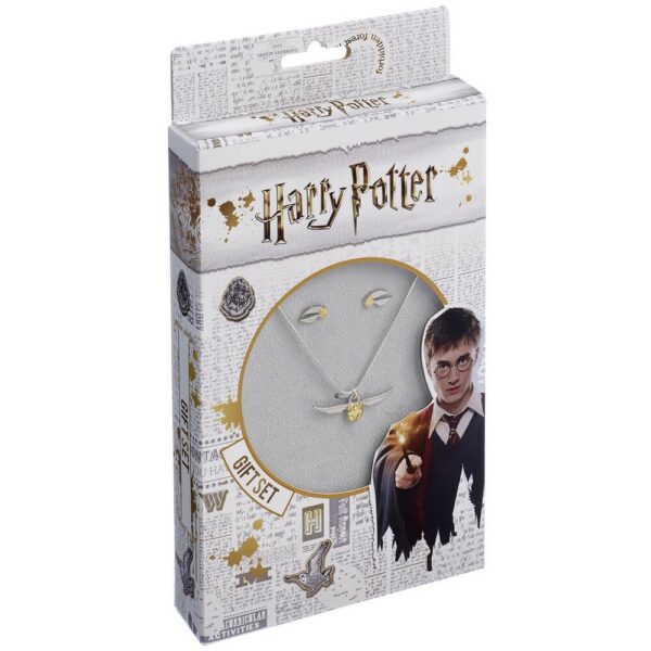 Golden Snitch Set med Halsband och Örhängen Harry Potter