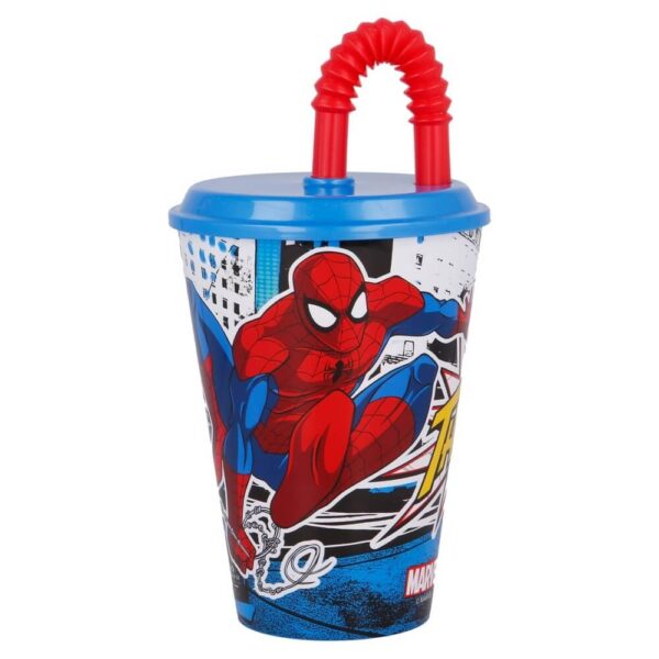 Spiderman Mugg med Sugrör 430ml Spiderman
