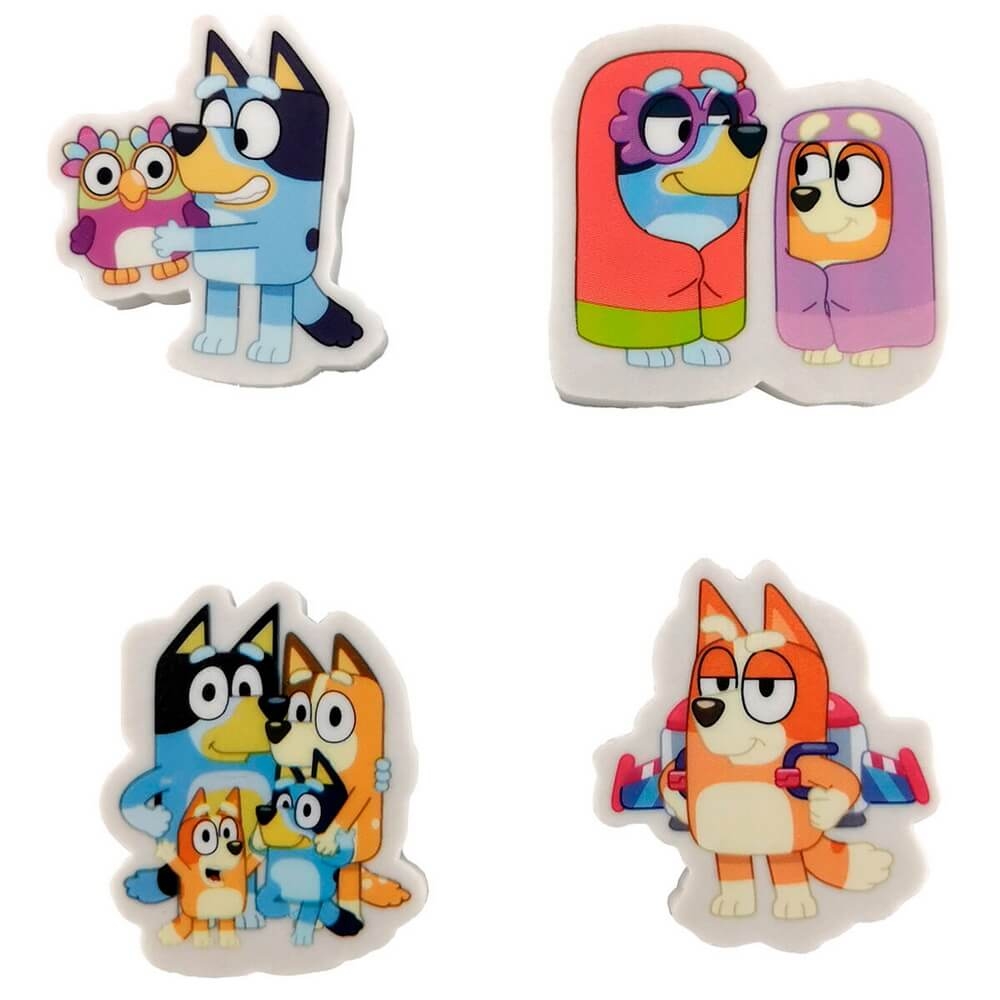 Bluey Suddgummin (4 st) 1 Bluey Stationery Set with 4 Erasers