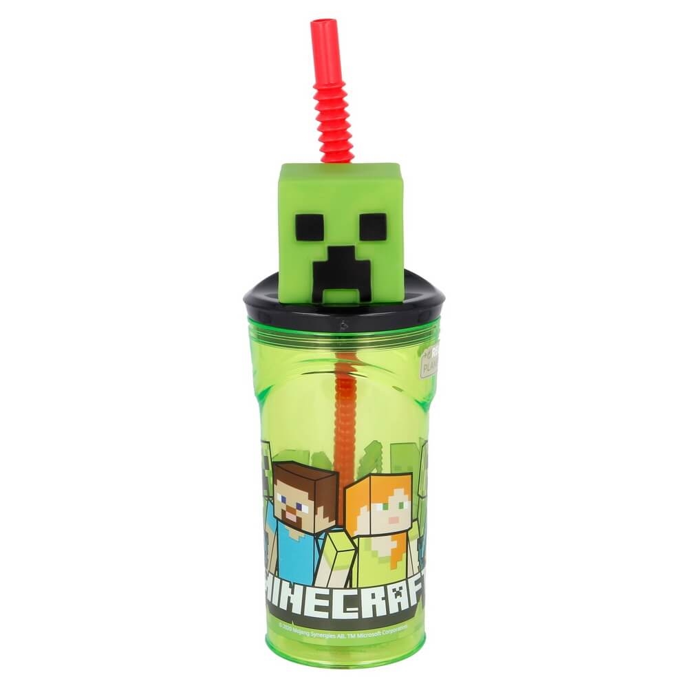 Creeper Mugg med Sugrör och 3D-figur 360ml - Minecraft 1 Creeper Mugg med Sugrör och 3D-figur 360ml - Minecraft