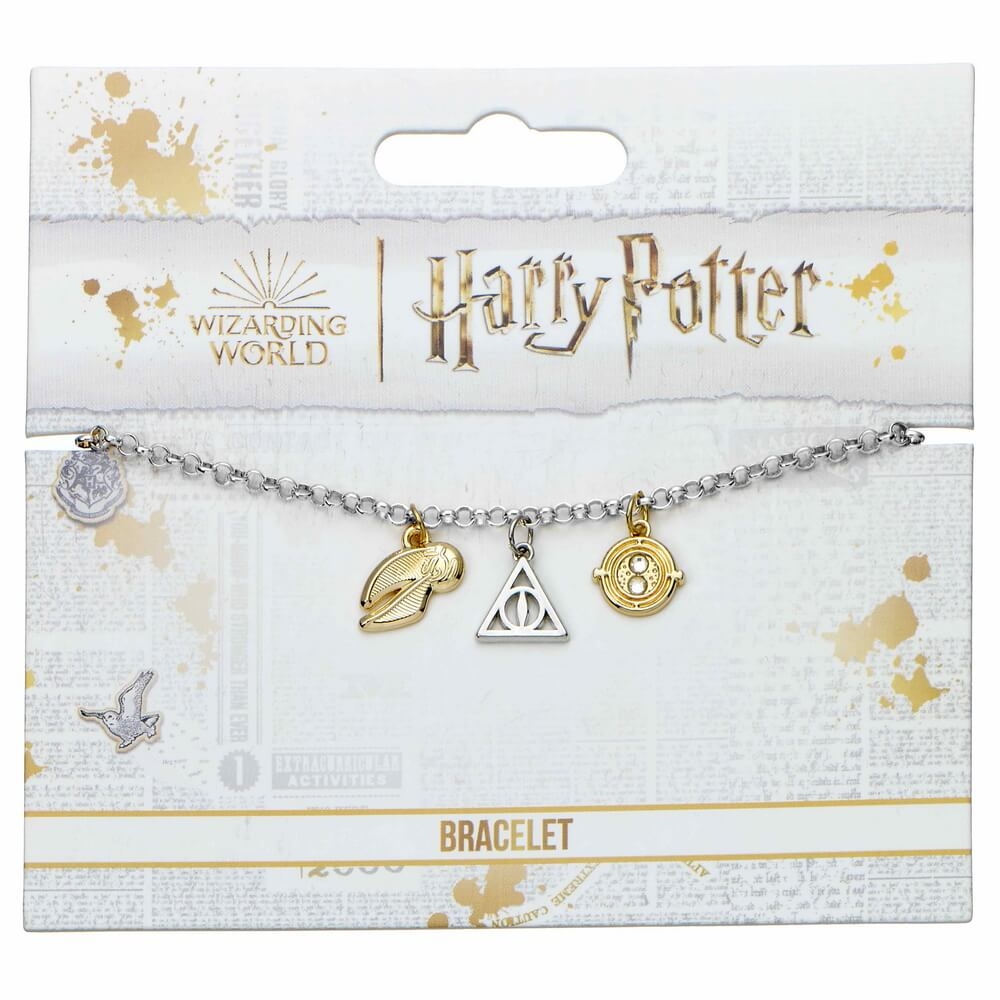 Armband Time Turner, Deathly Hallows, Golden Snitch - Harry Potter 3 Armband Time Turner, Deathly Hallows, Golden Snitch - Harry Potter