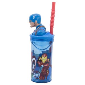 Captain America Mugg med Sugrör och 3D-figur 360ml Marvel
