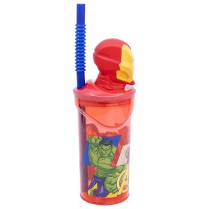 Iron Man Mugg med Sugrör och 3D-figur 360ml Marvel